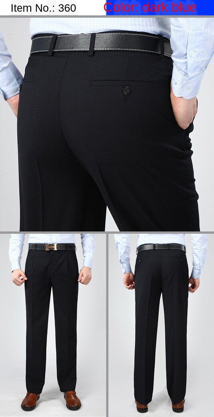 ICPANS Double Pleated Suit Pants Men Straight Loose Office Formal Dress Trouser for Man Black Gray High Waist Big Size 40 42 44