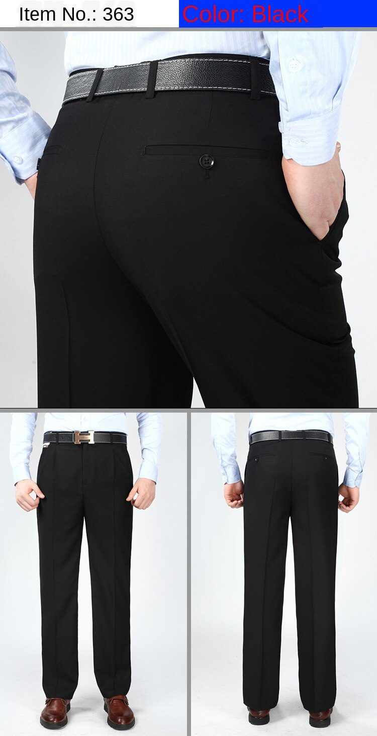 ICPANS Double Pleated Suit Pants Men Straight Loose Office Formal Dress Trouser for Man Black Gray High Waist Big Size 40 42 44