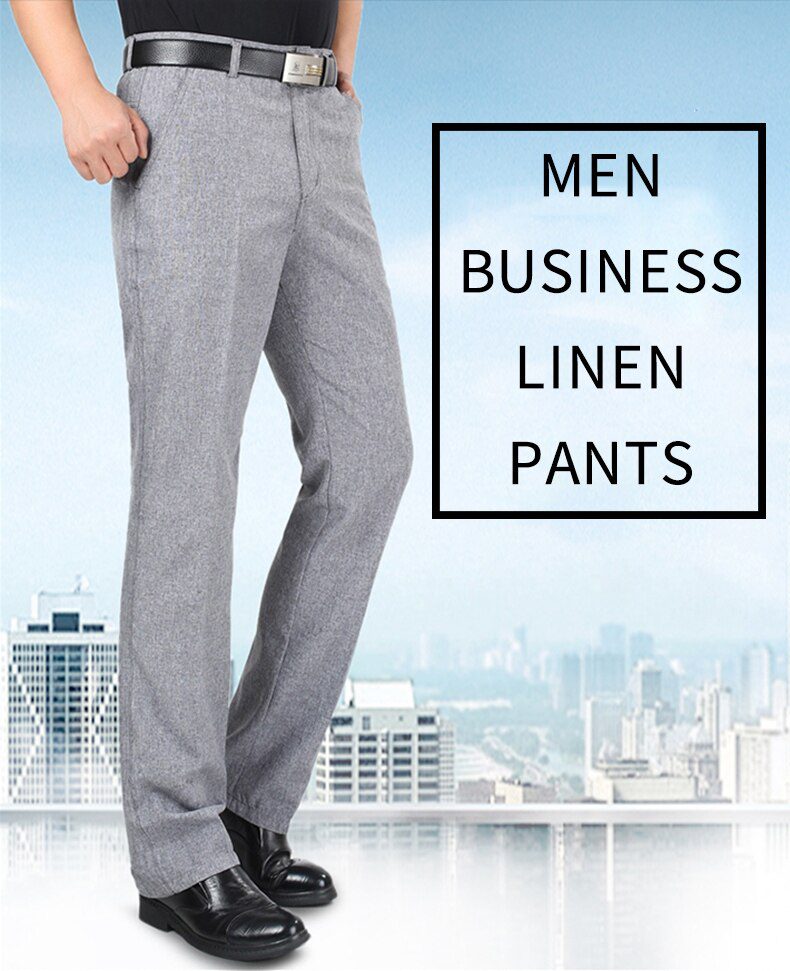 Summer Linen Business Casual Pants For Men Big Size Male Formal Classic Breathable 9 Colors Thin Office Suit Trousers For Mens Summer Linen Business Casual Pants For Men Big Size Male Formal Classic Breathable 9 Colors Thin Office Suit Trousers For Mens