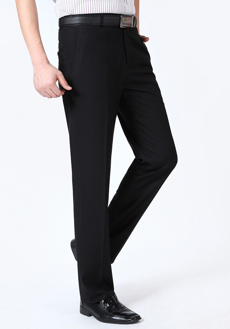 Summer Men Business Thin Silk Pants 29-56 Male Big Size Formal Classic Black Breathable Office Baggy Suit Trousers For Mens