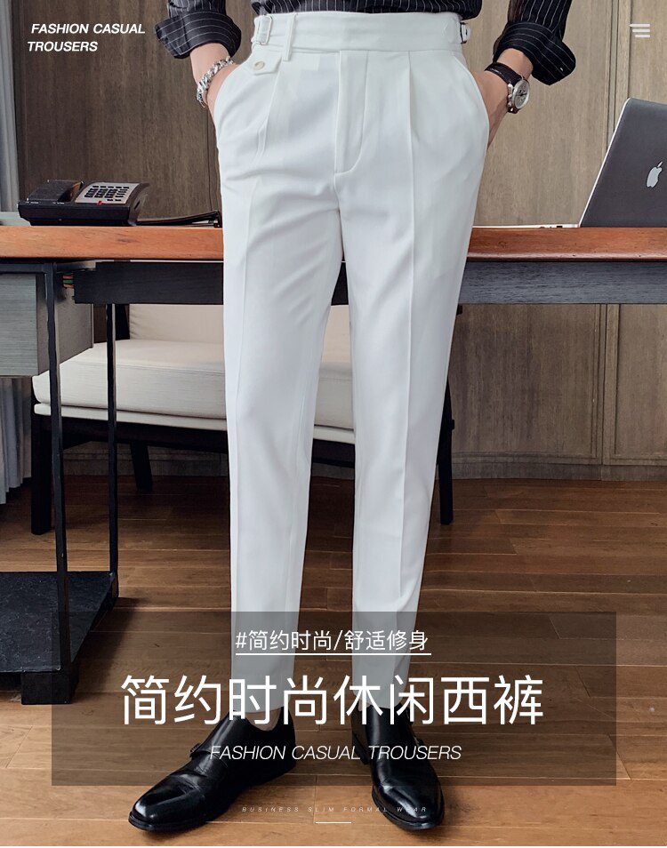 High Quality British Style Business Casual Slim Fit Men Dress Pants Solid All Match Formal Wear Office Trousers Gentlemen 36-29