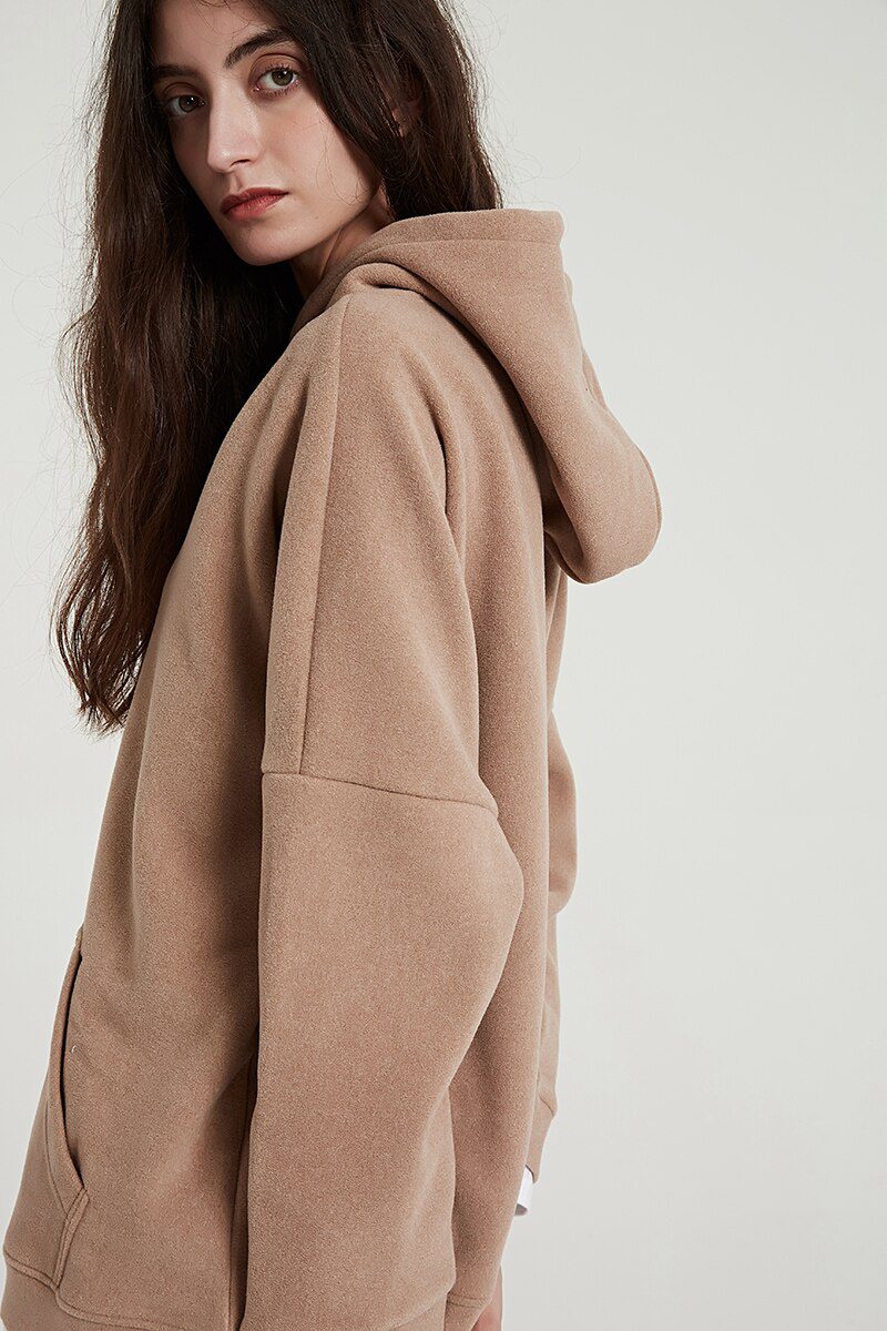 Wixra Women Casual Sweatshirts Warm Velvet Long Sleeve Oversize Hoodies Tops 2019 Autumn Winter Pullover Tops