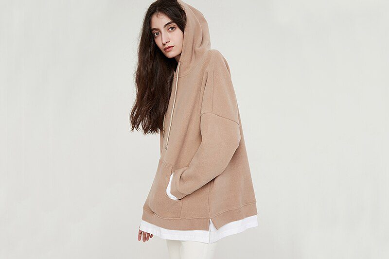 Wixra Women Casual Sweatshirts Warm Velvet Long Sleeve Oversize Hoodies Tops 2019 Autumn Winter Pullover Tops