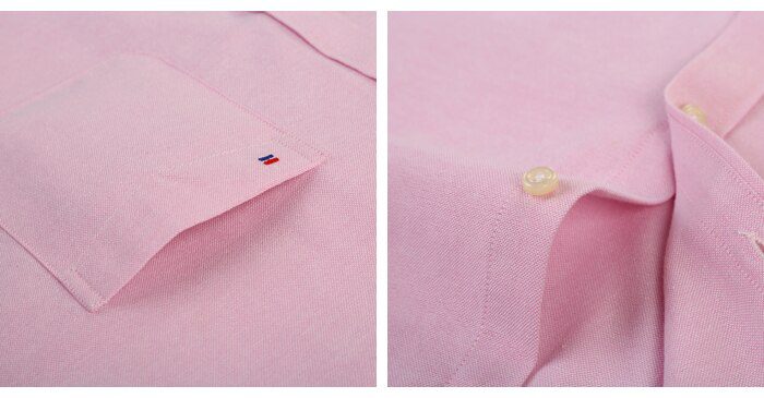 Men's Long Sleeve Oxford Plaid Striped Casual Shirt Front Patch Chest Pocket Regular-fit Button-down Collar Thick Work Shirts