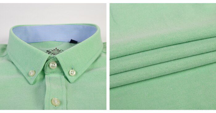 Men's Long Sleeve Oxford Plaid Striped Casual Shirt Front Patch Chest Pocket Regular-fit Button-down Collar Thick Work Shirts