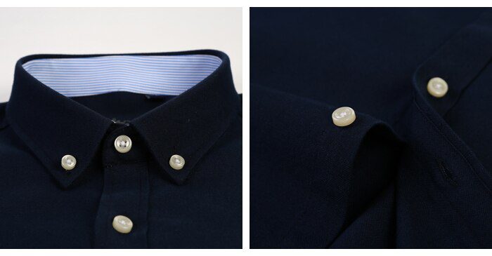 Men's Long Sleeve Oxford Plaid Striped Casual Shirt Front Patch Chest Pocket Regular-fit Button-down Collar Thick Work Shirts