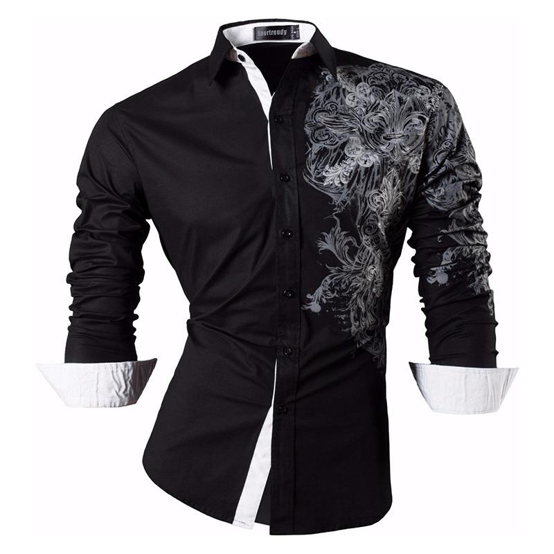 Sportrendy Men's Shirt Dress Casual Long Sleeve Slim Fit Fashion Dragon Stylish JZS041