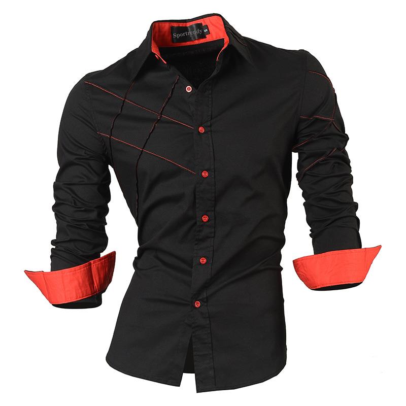 Sportrendy Men's Shirt Dress Casual Long Sleeve Slim Fit Fashion Dragon Stylish JZS041