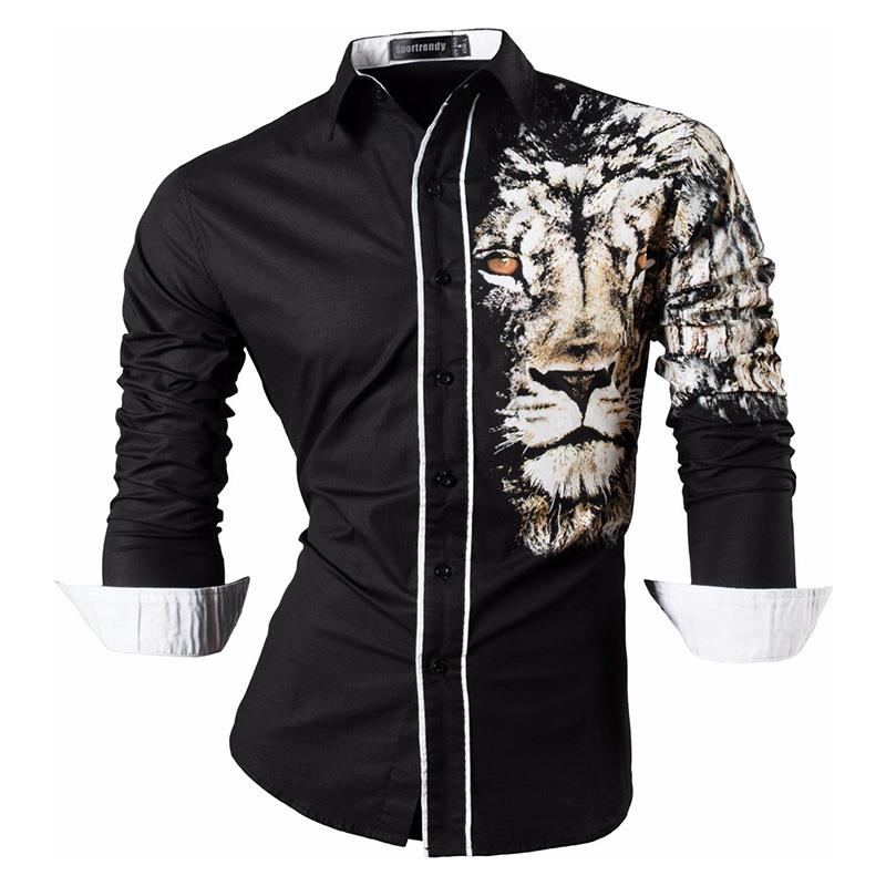 Sportrendy Men's Shirt Dress Casual Long Sleeve Slim Fit Fashion Dragon Stylish JZS041