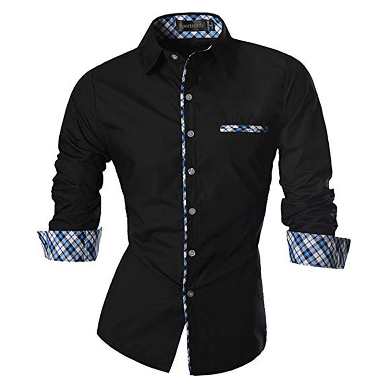 Sportrendy Men's Shirt Dress Casual Long Sleeve Slim Fit Fashion Dragon Stylish JZS041