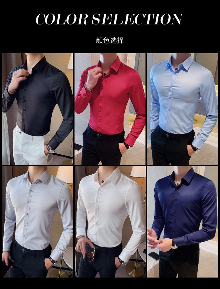 British Style New Solid Shirt Men Long Sleeve Fashion 2021 Autumn Business Formal Wear Men Shirts Slim Fit Casual Blouse Men 4XL