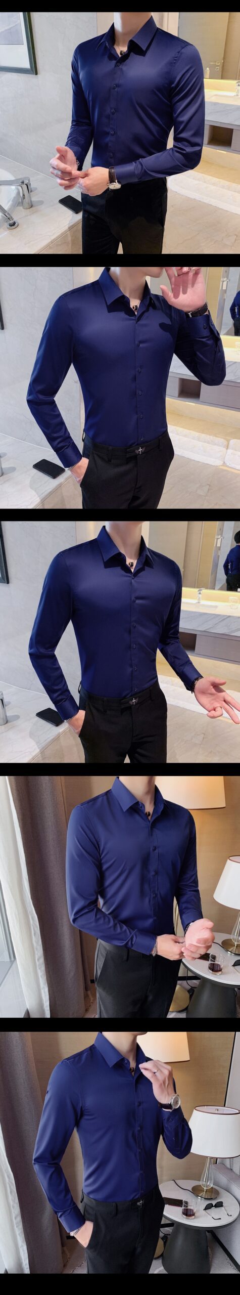 British Style New Solid Shirt Men Long Sleeve Fashion 2021 Autumn Business Formal Wear Men Shirts Slim Fit Casual Blouse Men 4XL