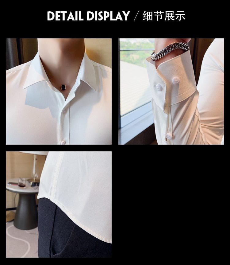 British Style New Solid Shirt Men Long Sleeve Fashion 2021 Autumn Business Formal Wear Men Shirts Slim Fit Casual Blouse Men 4XL