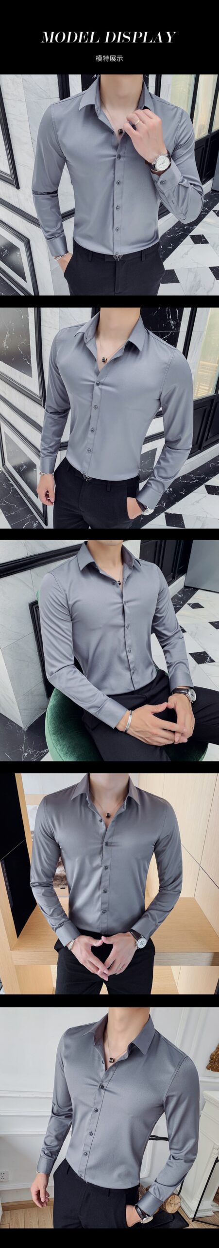 British Style New Solid Shirt Men Long Sleeve Fashion 2021 Autumn Business Formal Wear Men Shirts Slim Fit Casual Blouse Men 4XL