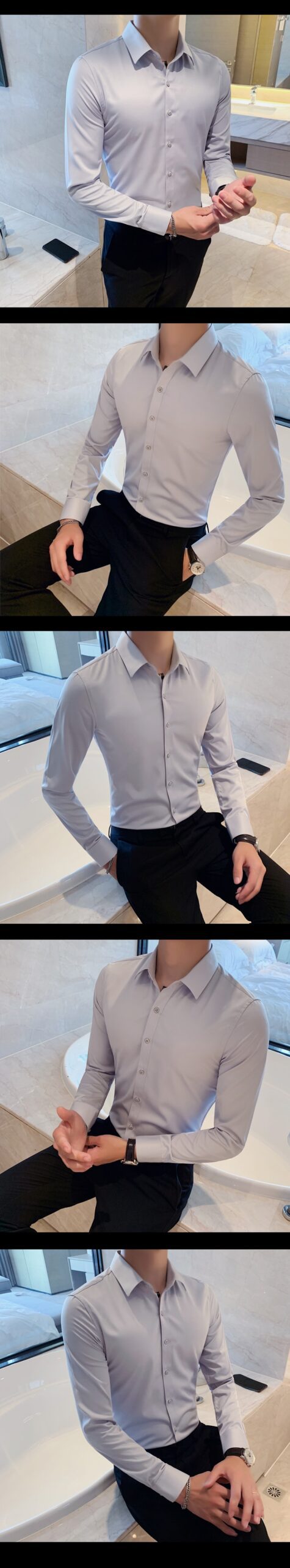 British Style New Solid Shirt Men Long Sleeve Fashion 2021 Autumn Business Formal Wear Men Shirts Slim Fit Casual Blouse Men 4XL