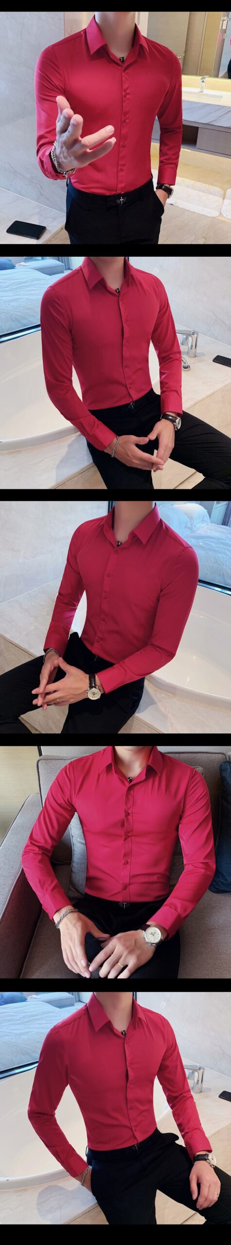 British Style New Solid Shirt Men Long Sleeve Fashion 2021 Autumn Business Formal Wear Men Shirts Slim Fit Casual Blouse Men 4XL