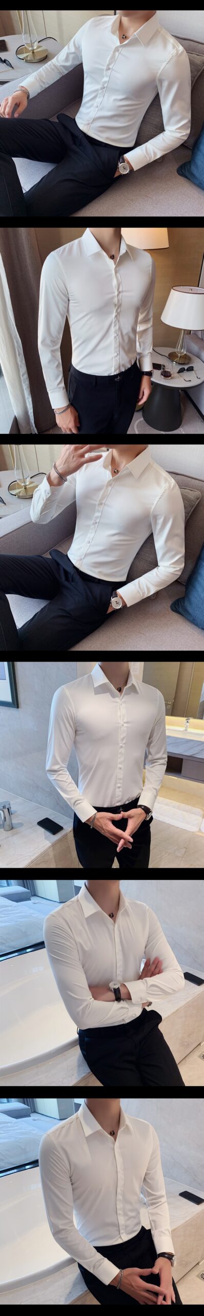 British Style New Solid Shirt Men Long Sleeve Fashion 2021 Autumn Business Formal Wear Men Shirts Slim Fit Casual Blouse Men 4XL