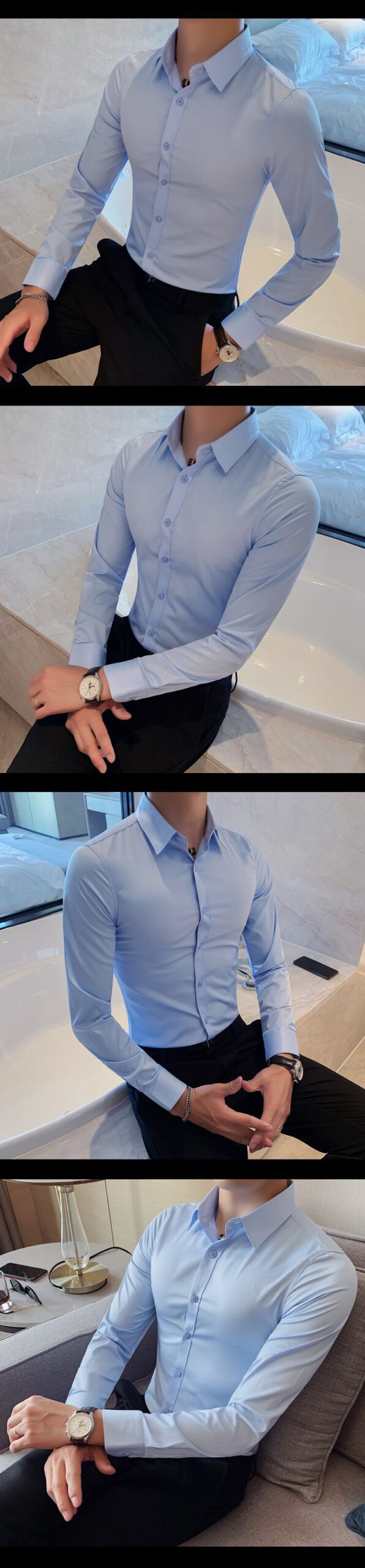 British Style New Solid Shirt Men Long Sleeve Fashion 2021 Autumn Business Formal Wear Men Shirts Slim Fit Casual Blouse Men 4XL