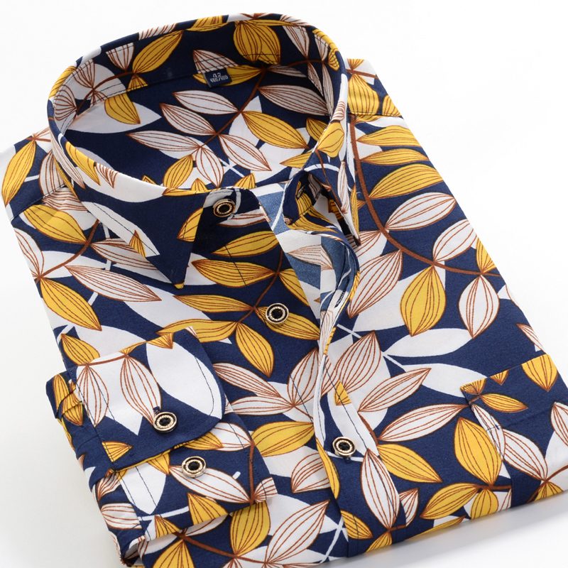 6XL 7XL 8XL 9XL 10XL Large Size Flower Print Men's Fashion Casual Long Sleeve Shirt 2021 Spring New Youth Brand Shirt 24 colors