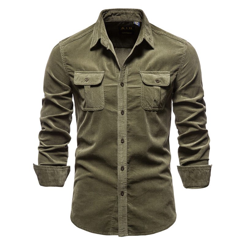 2020 New Single Breasted 100% Cotton Men's Shirt Business Casual Fashion Solid Color Corduroy Men Shirts Autumn Slim Shirt Men 2020 New Single Breasted 100% Cotton Men's Shirt Business Casual Fashion Solid Color Corduroy Men Shirts Autumn Slim Shirt Men