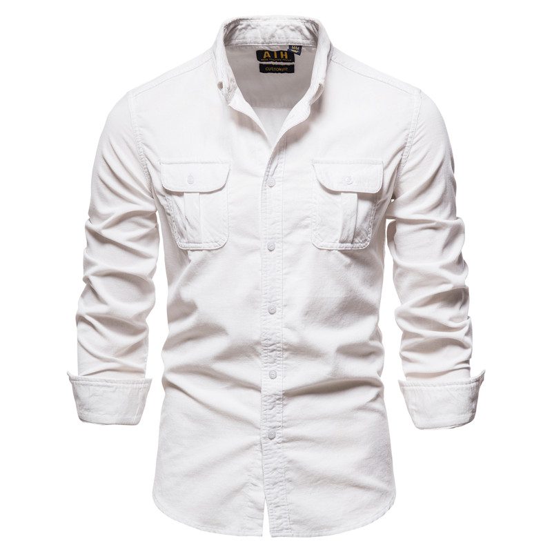 2020 New Single Breasted 100% Cotton Men's Shirt Business Casual Fashion Solid Color Corduroy Men Shirts Autumn Slim Shirt Men 2020 New Single Breasted 100% Cotton Men's Shirt Business Casual Fashion Solid Color Corduroy Men Shirts Autumn Slim Shirt Men