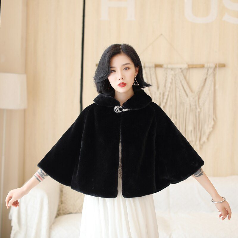 Wine Red Formal Party Evening Jackets Wraps Faux Fur cloaks Wedding Capes Winter Women Bolero Wrap Shawls In Stock 2020 shrug