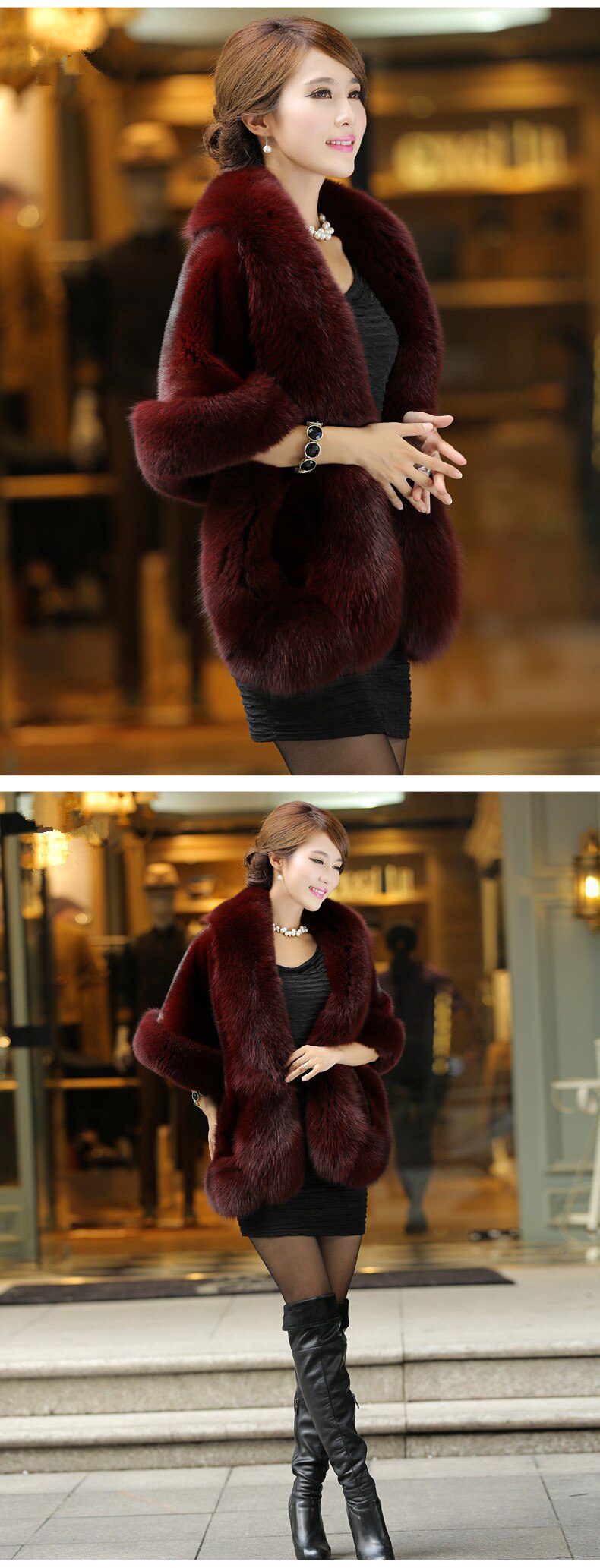 JaneVini 165*55 cm Plus Size Women Fur Shoulder Wrap Burgundy Bridal Shawls Cape White Black Faux Fur Wedding Shrug Coat Boleros