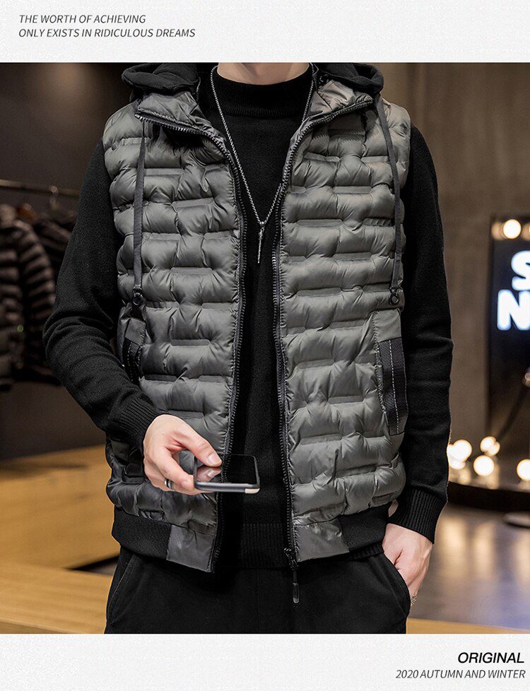 Crocodile brand 2020 Hot-selling New Mens Winter Vest Down Vest Men Casual Waistcoat Sleeveless Jackets Men Hooded Vest Crocodile brand 2020 Hot-selling New Mens Winter Vest Down Vest Men Casual Waistcoat Sleeveless Jackets Men Hooded Vest