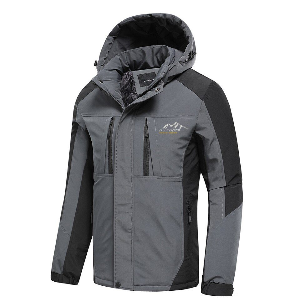 Oiata Men 2021 Spring New Brand Outdoor Vintage Thick Jacket Coat Men Autumn Fashion Patchwork Waterproof Pockets Hat Jackets