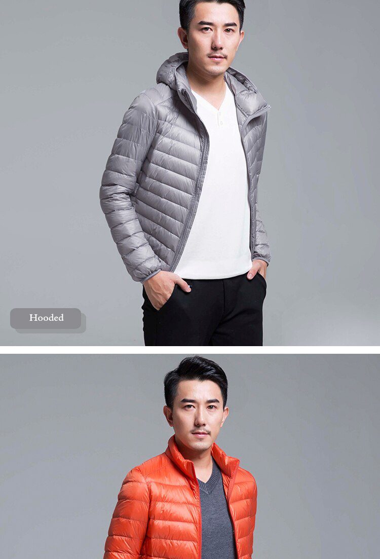 Men's All-Season Ultra Lightweight Packable Down Jacket Water and Wind-Resistant Breathable Coat Big Size Men Hoodies Jackets