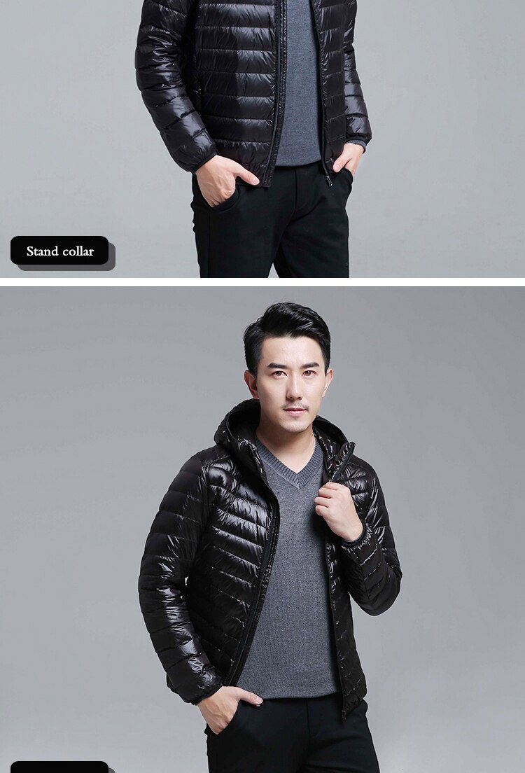 Men's All-Season Ultra Lightweight Packable Down Jacket Water and Wind-Resistant Breathable Coat Big Size Men Hoodies Jackets