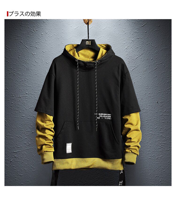 Hoodie Sweatshirt Mens Hip Hop Pullover Hoodies Streetwear Casual Fashion Clothes colorblock hoodie cotton