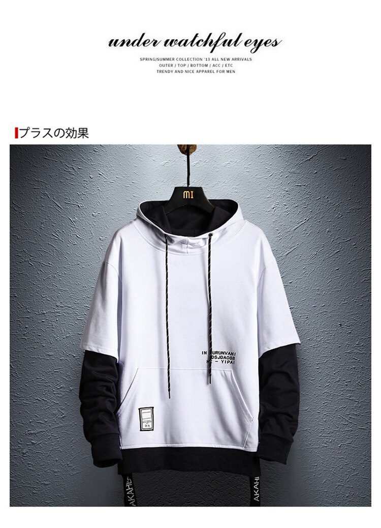 Hoodie Sweatshirt Mens Hip Hop Pullover Hoodies Streetwear Casual Fashion Clothes colorblock hoodie cotton