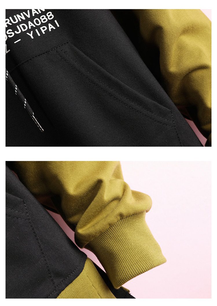 Hoodie Sweatshirt Mens Hip Hop Pullover Hoodies Streetwear Casual Fashion Clothes colorblock hoodie cotton