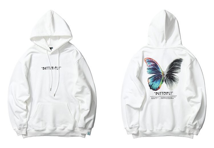 2020 Men Hip Hop Sweatshirt Hoodie Color Butterfly Streetwear Harajuku Pullover Hoodie Cotton Fleece Winter Autumn Black Hoodie
