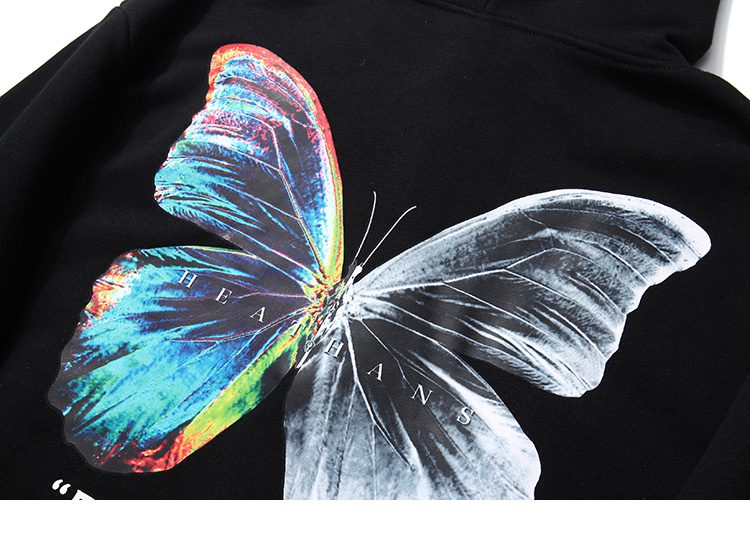 2020 Men Hip Hop Sweatshirt Hoodie Color Butterfly Streetwear Harajuku Pullover Hoodie Cotton Fleece Winter Autumn Black Hoodie