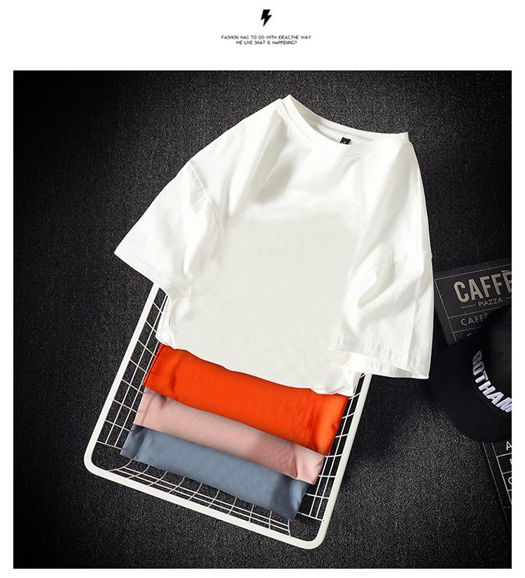 New Summer Men's T Shirt 2021 Fashion Solid T Shirt Mens Oversized Hip Hop Short Sleeve Casual Cotton Mens Streetwear Top Tees