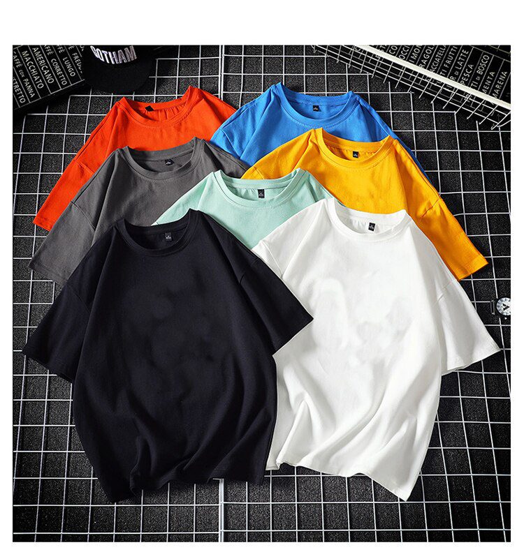 New Summer Men's T Shirt 2021 Fashion Solid T Shirt Mens Oversized Hip Hop Short Sleeve Casual Cotton Mens Streetwear Top Tees
