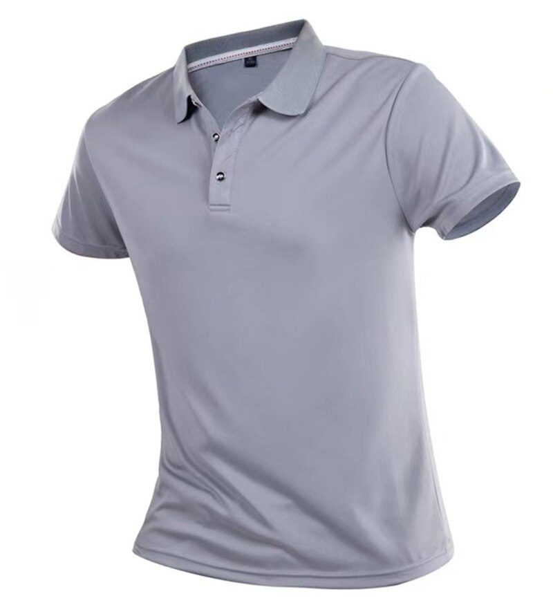 Summer Quick Dry Casual T Shirt Men Breathable Solid Short Sleeve Turn-Down Tops Sportswear Fitness Jerseys Golf T-Shirts 4XL