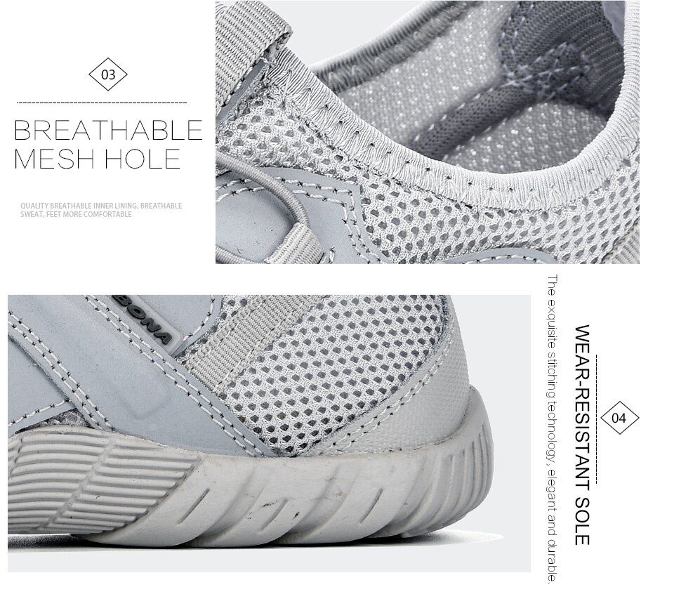 BONA Summer Sneakers Breathable Men Casual Shoes Fashion Men Shoes Tenis Masculino Adulto Sapato Masculino Men Leisure Shoe