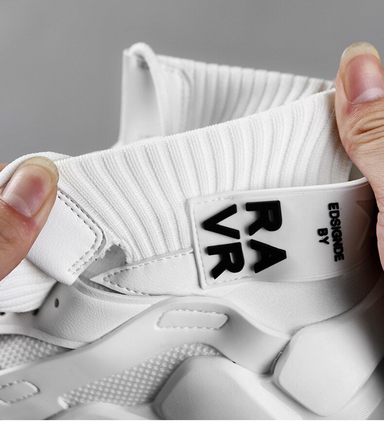 Chunky High-top Men's Sneakers Heighten Fashion Men Casual Shoes Autumn 2020 New Plus Size White Sneakers Damping Tennis Shoes