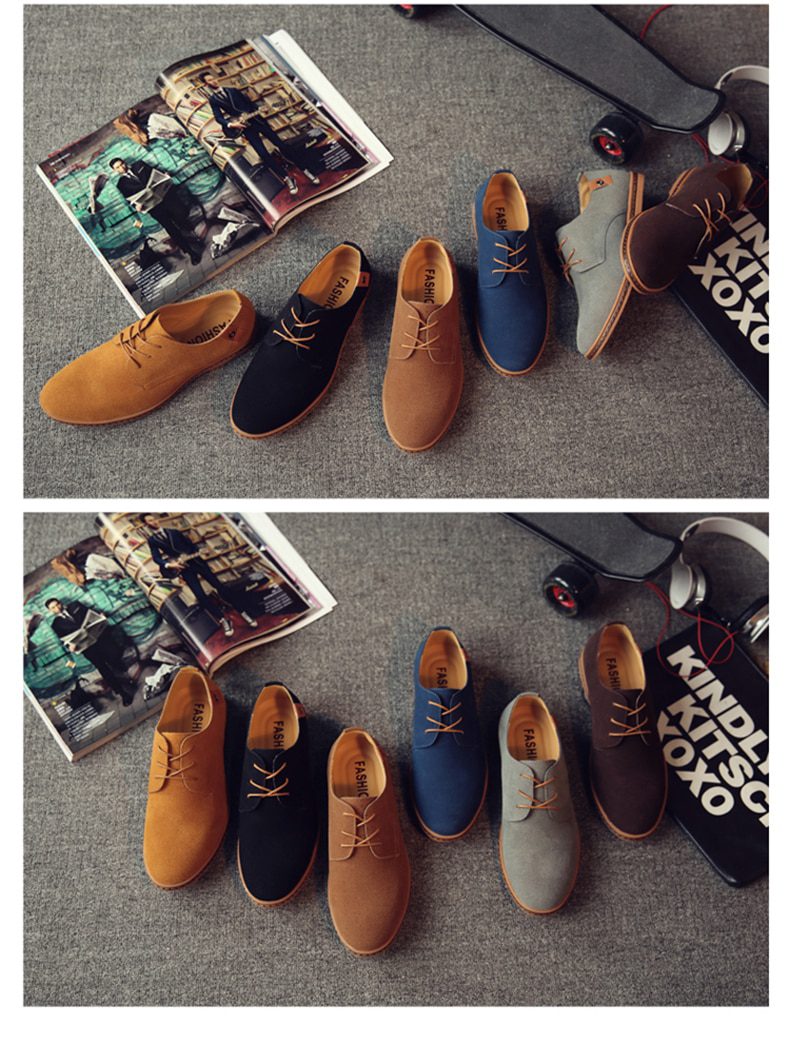 2020 Spring Suede Leather Men Shoes Oxford Casual Shoes Classic Sneakers Comfortable Footwear Dress Shoes Large Size Flats