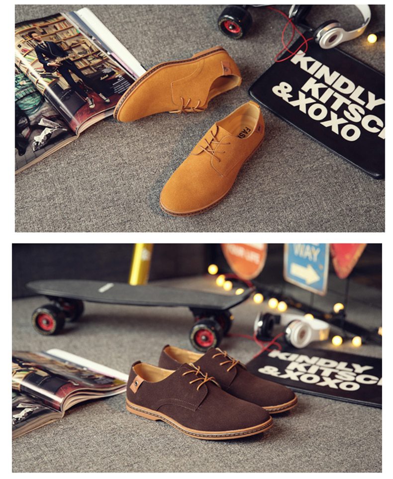2020 Spring Suede Leather Men Shoes Oxford Casual Shoes Classic Sneakers Comfortable Footwear Dress Shoes Large Size Flats