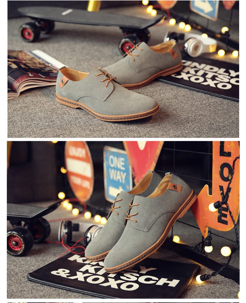 2020 Spring Suede Leather Men Shoes Oxford Casual Shoes Classic Sneakers Comfortable Footwear Dress Shoes Large Size Flats