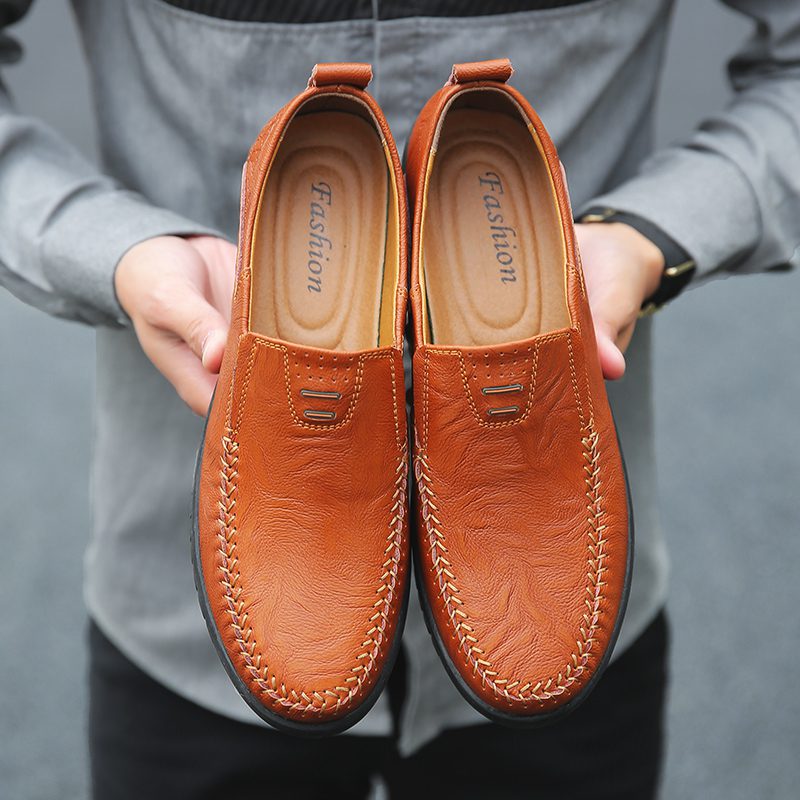 Genuine Leather Men Shoes Luxury Brand 2021 Casual Slip on Formal Loafers Men Moccasins Italian Black Male Driving Shoes JKPUDUN