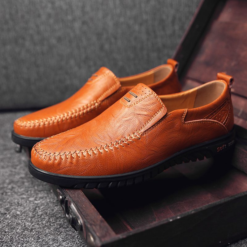 Genuine Leather Men Shoes Luxury Brand 2021 Casual Slip on Formal Loafers Men Moccasins Italian Black Male Driving Shoes JKPUDUN