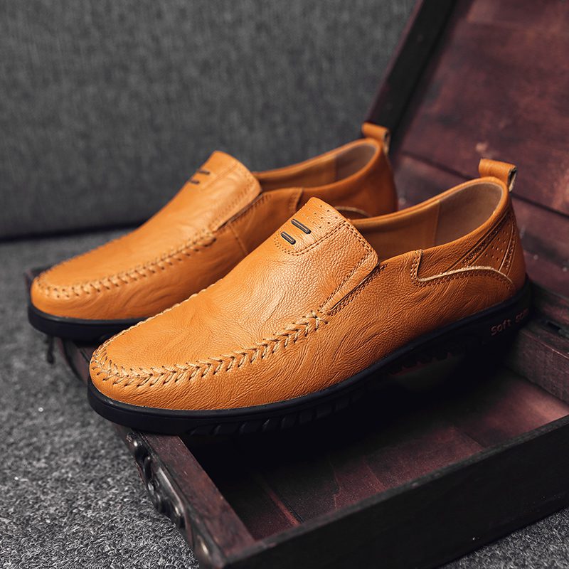 Genuine Leather Men Shoes Luxury Brand 2021 Casual Slip on Formal Loafers Men Moccasins Italian Black Male Driving Shoes JKPUDUN