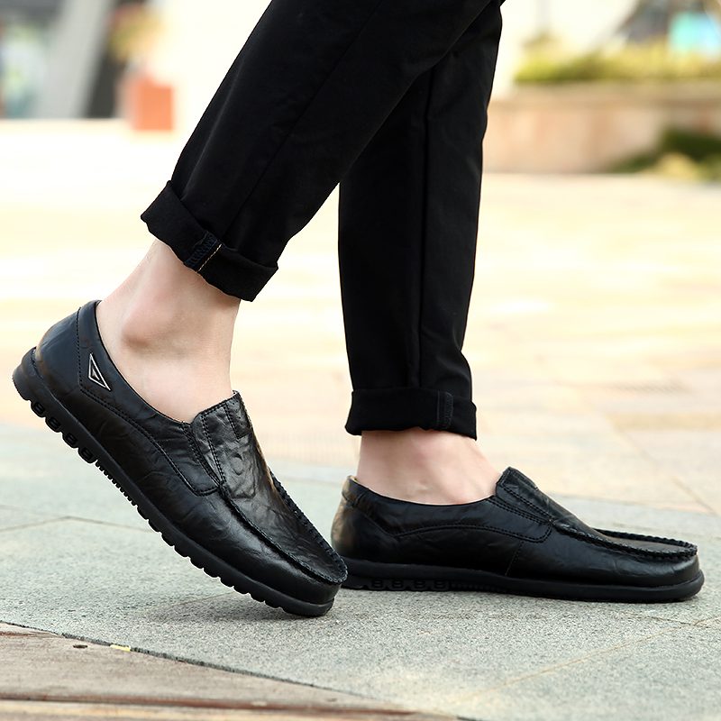 Genuine Leather Men Casual Shoes Luxury Brand 2021 Mens Loafers Moccasins Breathable Slip on Black Driving Shoes Plus Size 37-47
