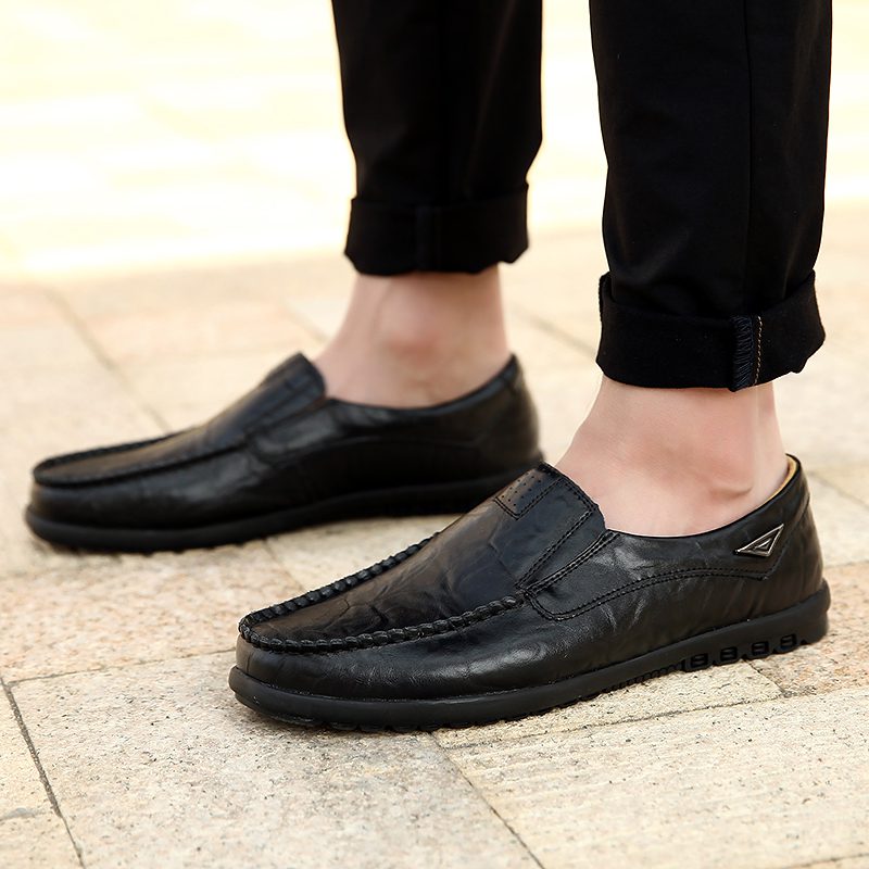 Genuine Leather Men Casual Shoes Luxury Brand 2021 Mens Loafers Moccasins Breathable Slip on Black Driving Shoes Plus Size 37-47