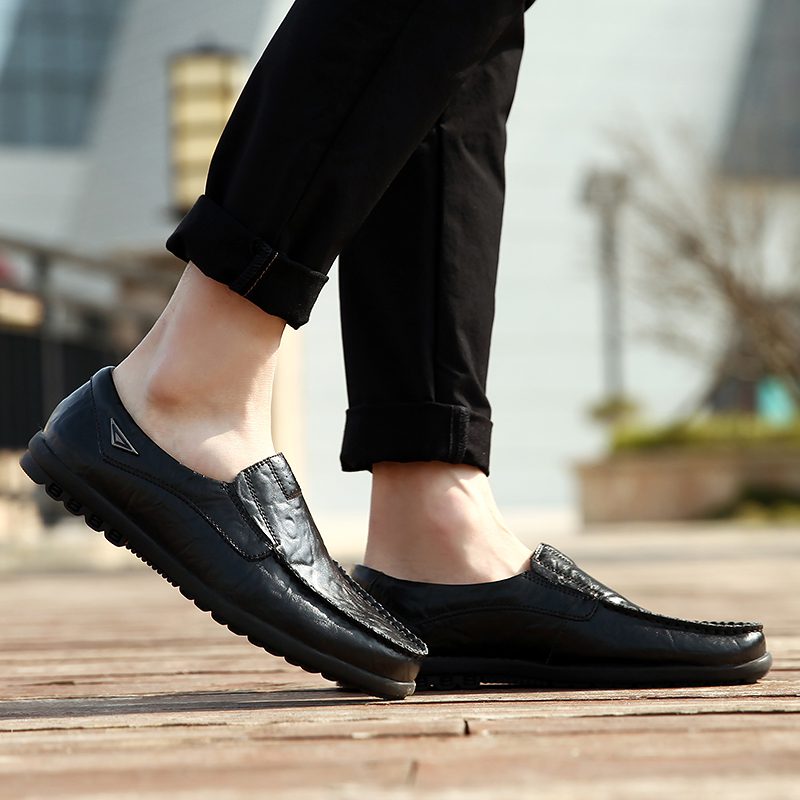 Genuine Leather Men Casual Shoes Luxury Brand 2021 Mens Loafers Moccasins Breathable Slip on Black Driving Shoes Plus Size 37-47